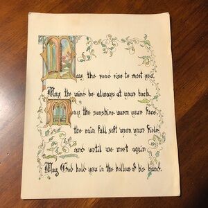 Handmade Irish Blessing Medieval Calligraphic Text